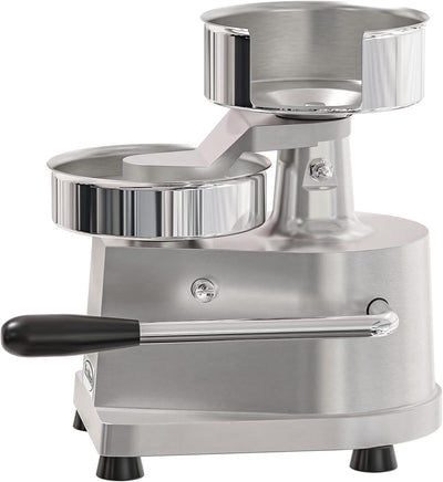 Prensa hamburguesas 5pulg acero inox incluye papeles plateado