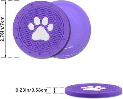 4 Posavasos Auto con Inserto Pata Perro Antiderrap 2.75pulg
