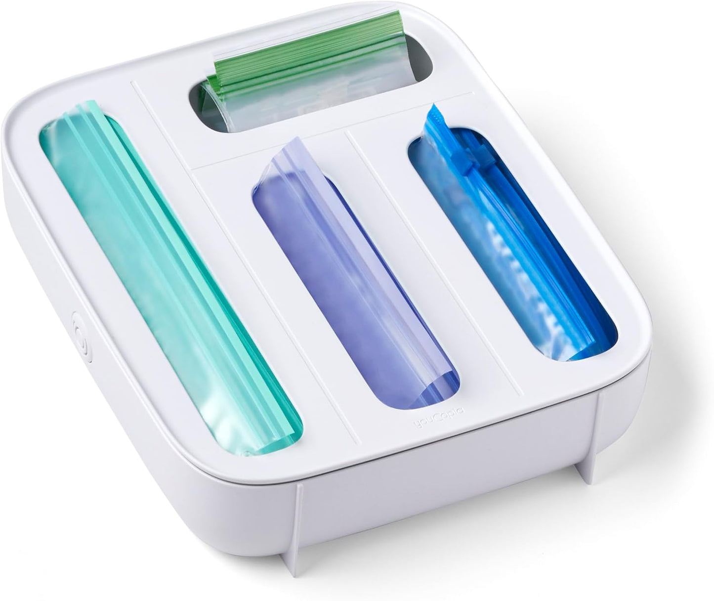 Dispensador bolsas plástico cajón cocina 4 ranuras blanco