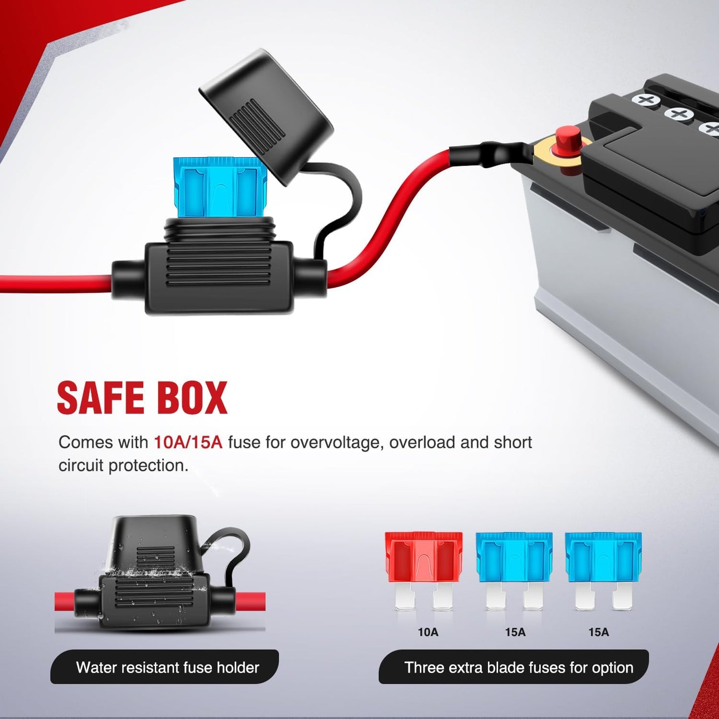 Kit arnés cable 16 AWG 12 V con interruptor 5 pines y relé LED