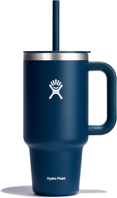 Vaso térmico acero inox con asa pajita 32oz azul