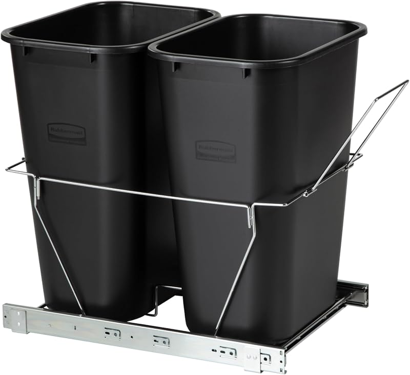 Basurero extraíble para cocina y reciclaje 20gal color negro