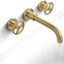 Grifo baño oro cepillado extendido 2 pzas boquilla giratoria