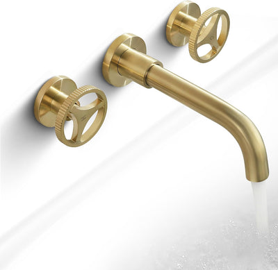 Grifo baño oro cepillado extendido 2 pzas boquilla giratoria