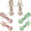 Set 6 cucharas y tenedor silicona antiahogo bebé 3 meses