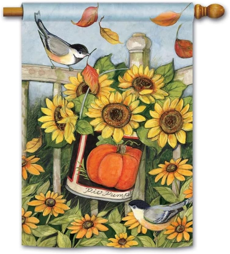 Bandera otoño 28x40pulg doble cara calabaza girasol