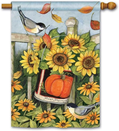 Bandera otoño 28x40pulg doble cara calabaza girasol