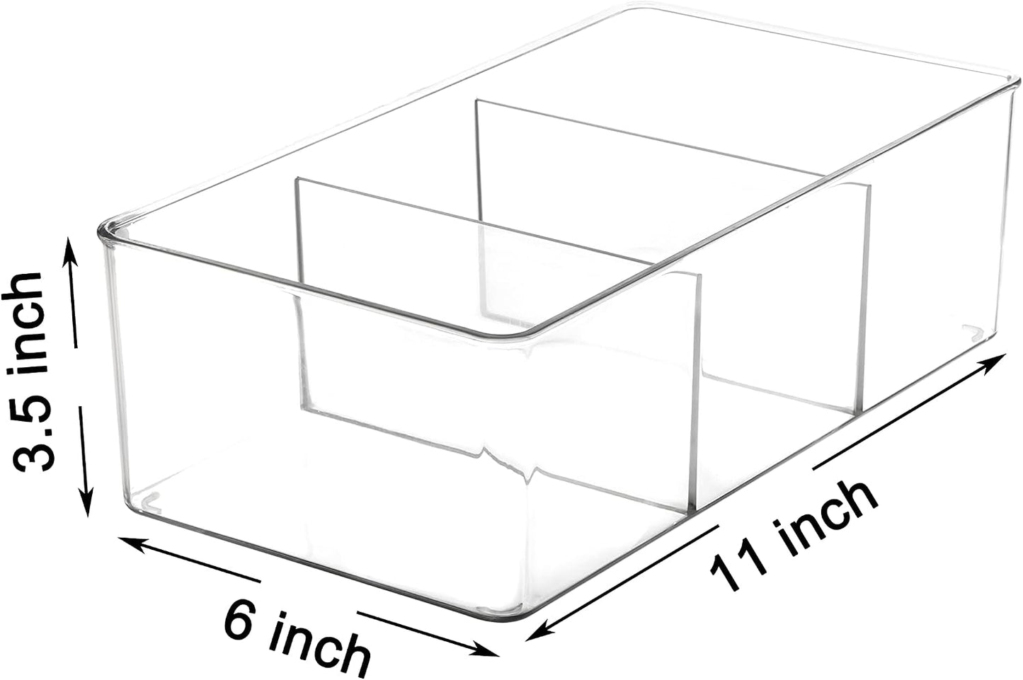 2 Organiz. plástico transparente 11x6x3.5" 3 secciones