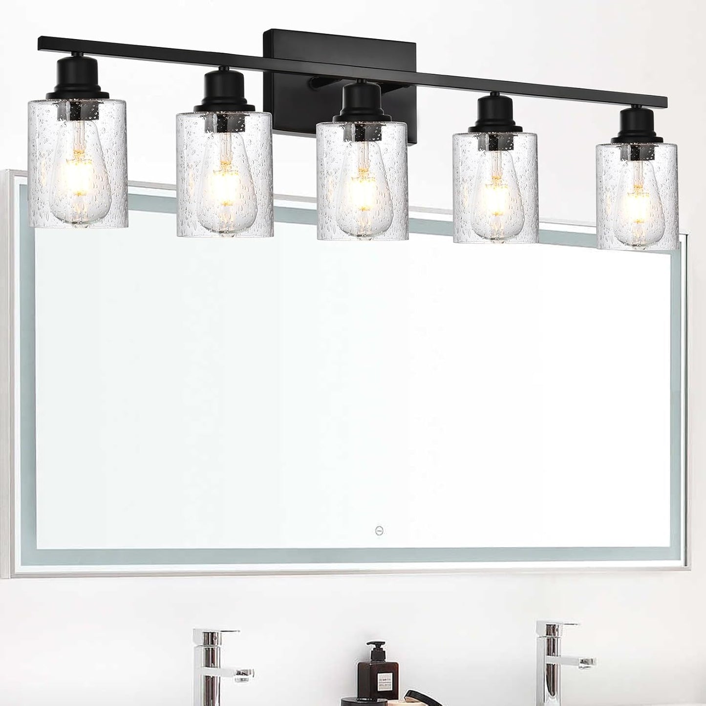 Lámpara pared 3 luces aplique negro industrial vidrio