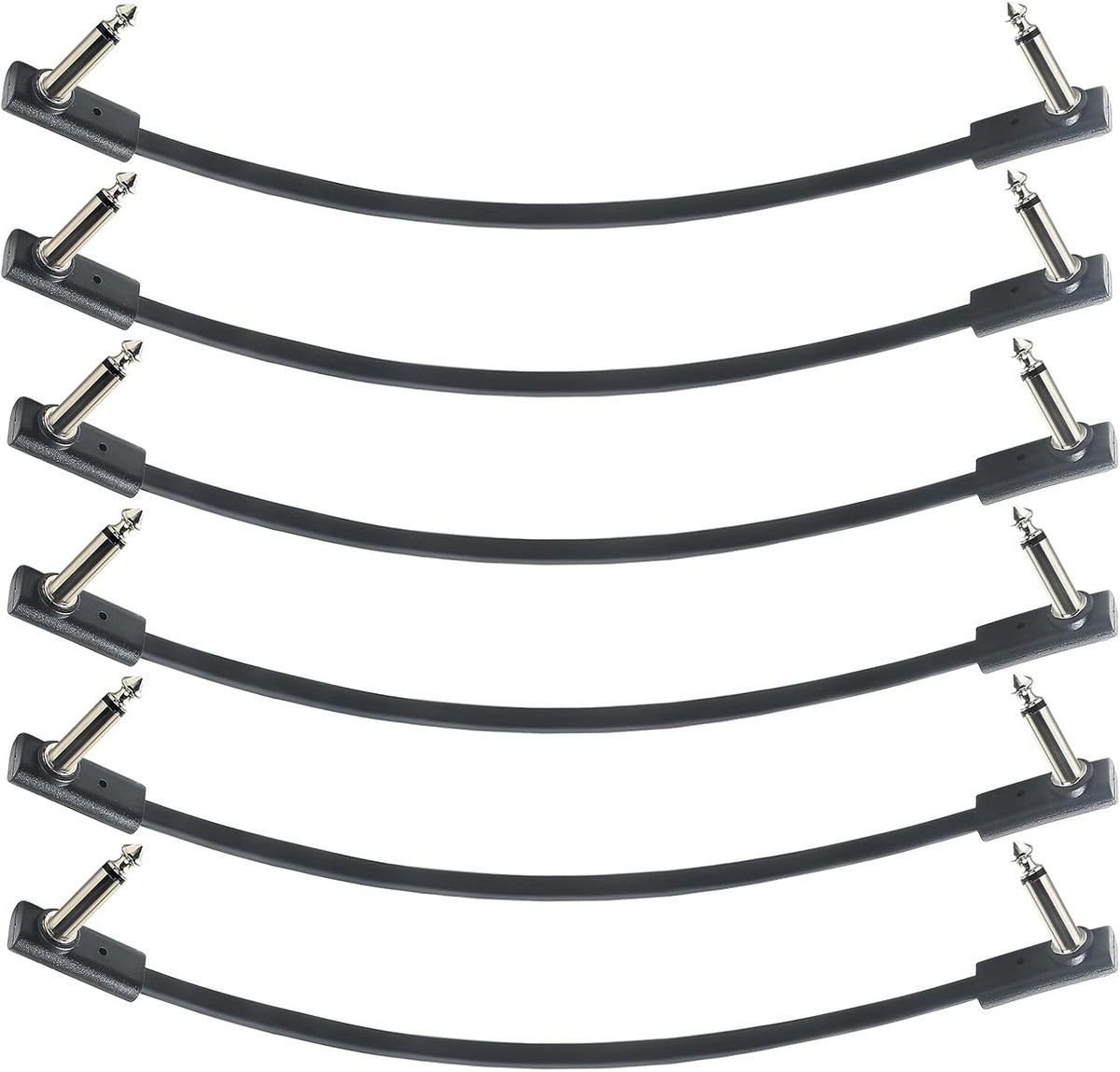 Cables planos pedal efecto guitarra 6pulg TS 90grados 6pzas
