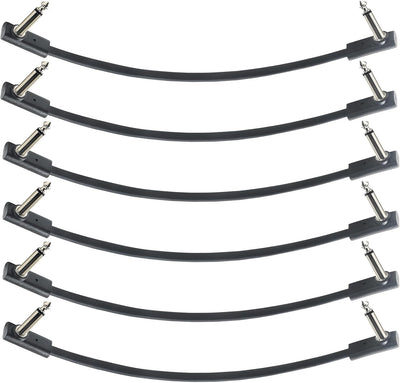 Cables planos pedal efecto guitarra 6pulg TS 90grados 6pzas