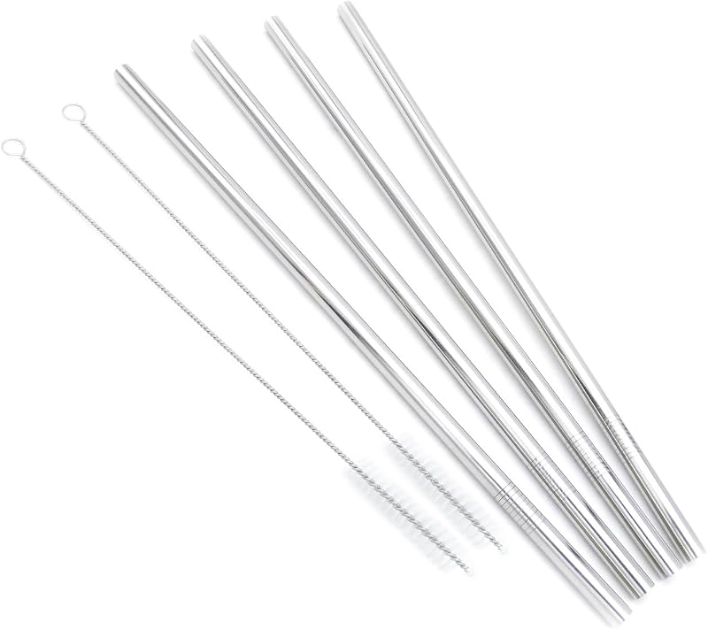 Pajitas acero inox 18/8 12pulg juego 4 con cepillos