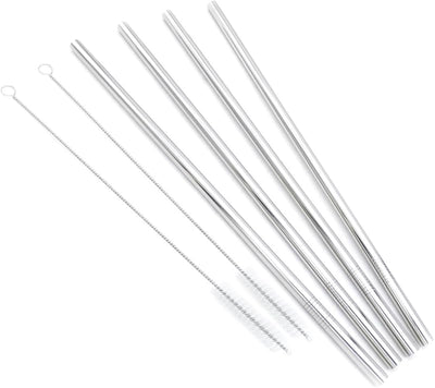 Pajitas acero inox 18/8 12pulg juego 4 con cepillos