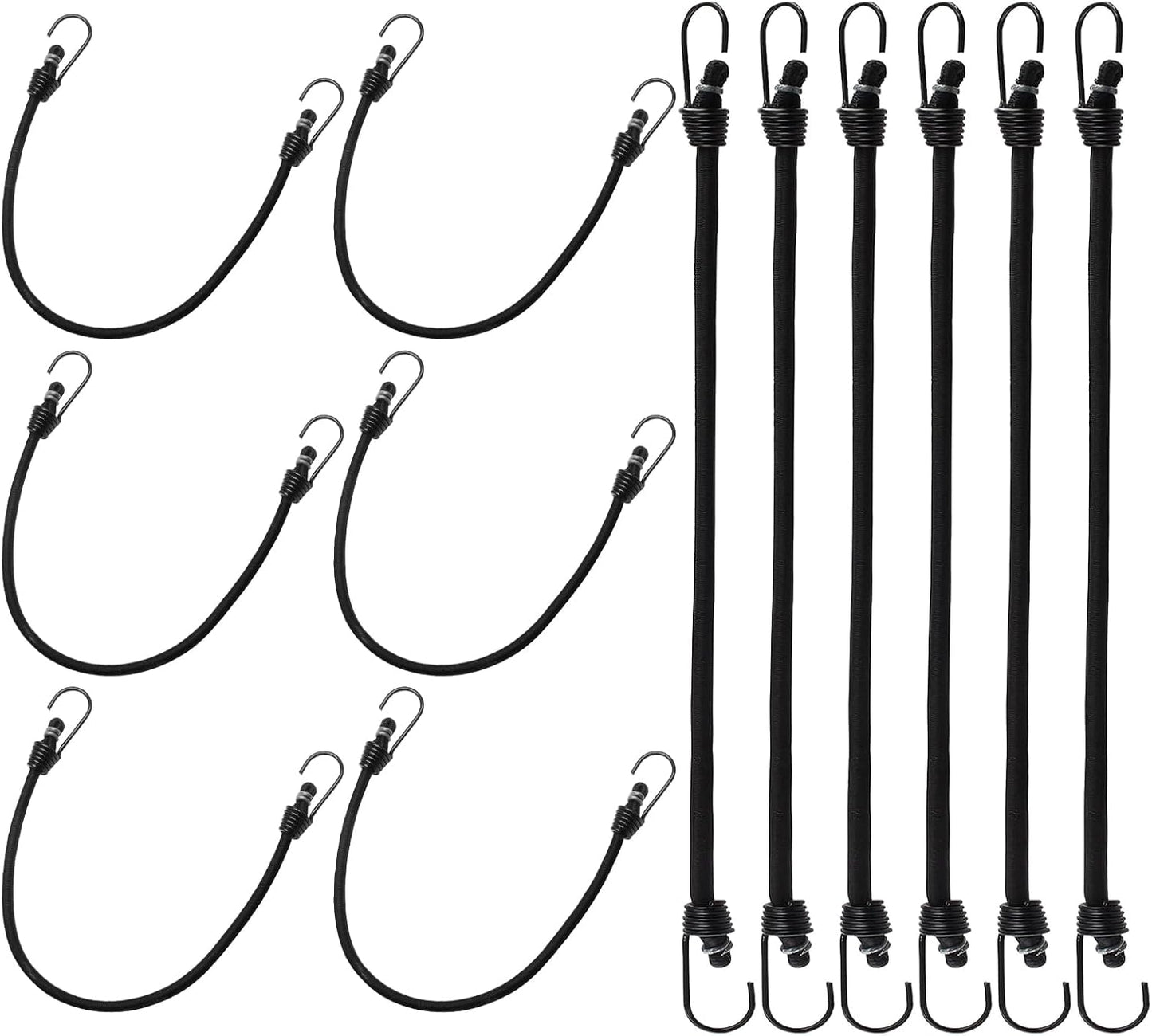 12 Correas Elásticas 10pulg con Gancho Negro para Lona