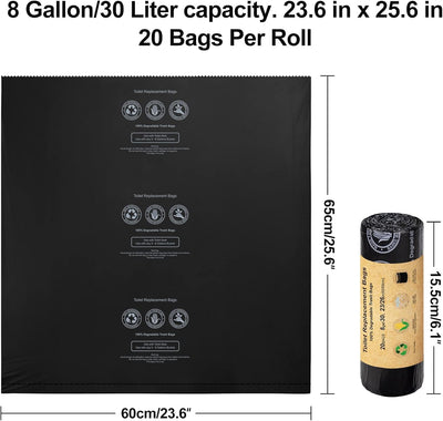 80 Bolsas Inodoro 8gal 30L Resistentes 1mil para Viajes
