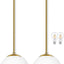 2 Lámparas colgantes globo 8pulg dorado latón cepillado vidrio