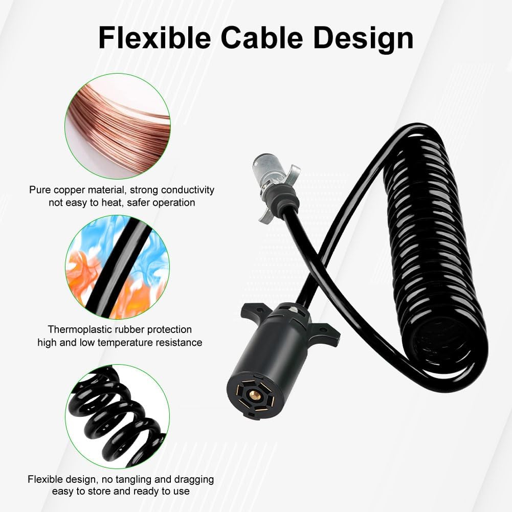 Kit enchufe remolque 7 cables adaptador 7 a 6 pines 8" negro