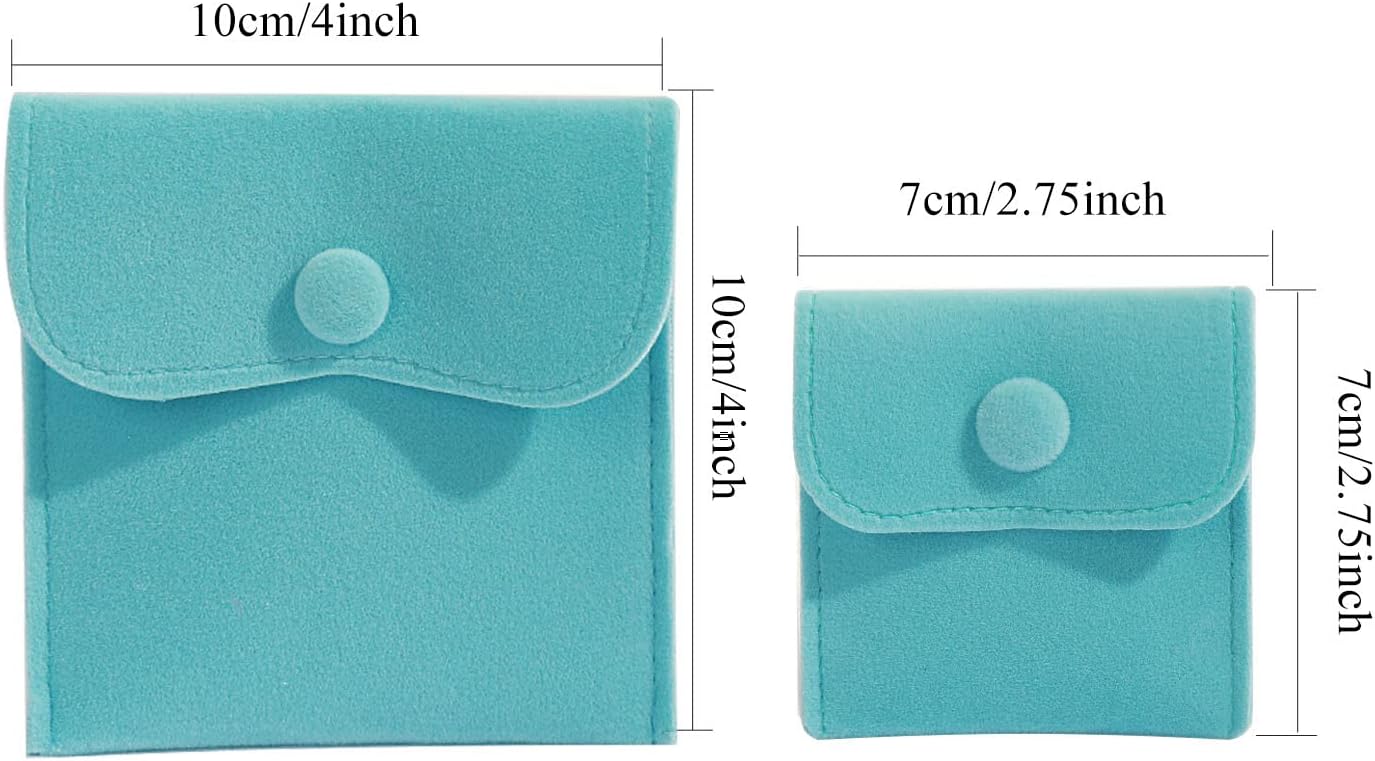 10 Bolsas Terriopelo Joyas 5 Colores Botón Presión