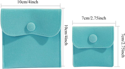 10 Bolsas Terriopelo Joyas 5 Colores Botón Presión