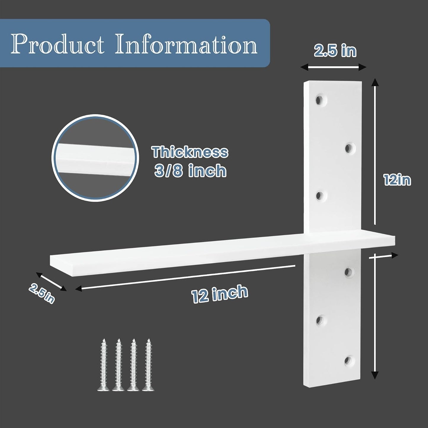 Soporte encimera colgante 12x2.5pulg pack 2 blanco
