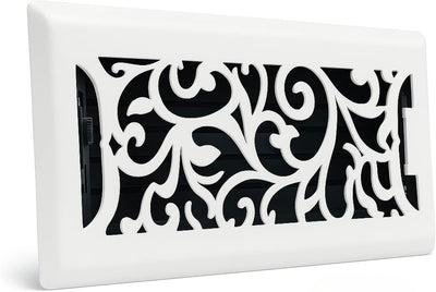 Registro piso acero diseño floral 4x14pulg acabado blanco