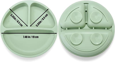 2 Pzas Placas Silicona Divididas con Cucharas para Bebé