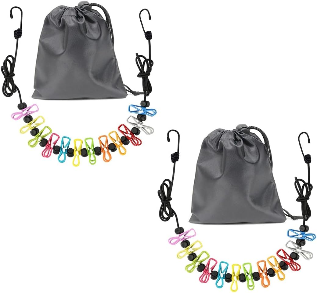 Tendedero retráctil para viajes con 12 clips pack 2