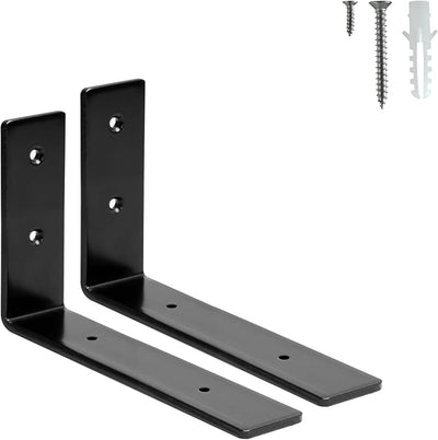 2 Soportes Estante 6pulg Metal Negro 6x4x1.4pulg