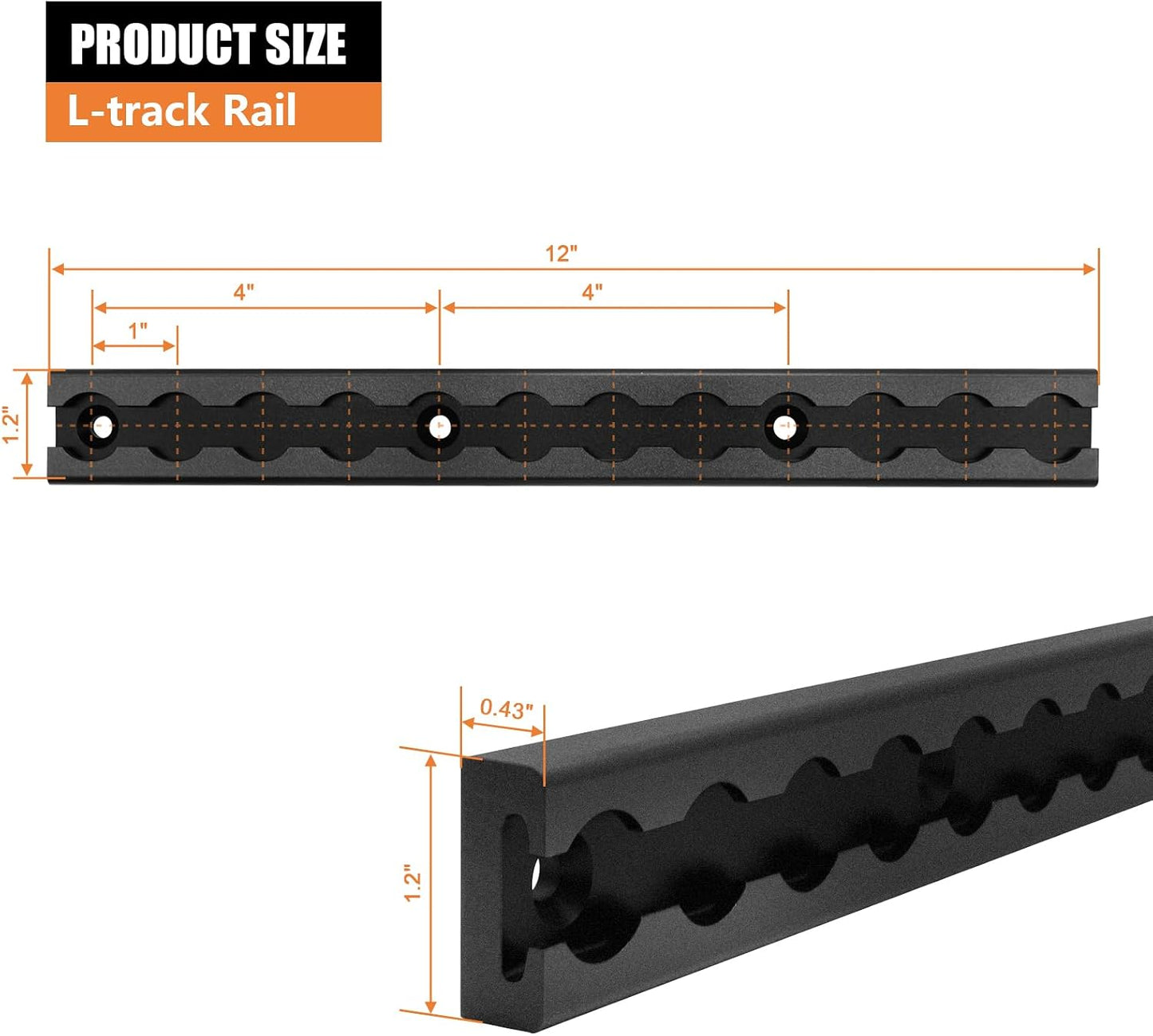 Sistema amarre riel L 12" negro para camión