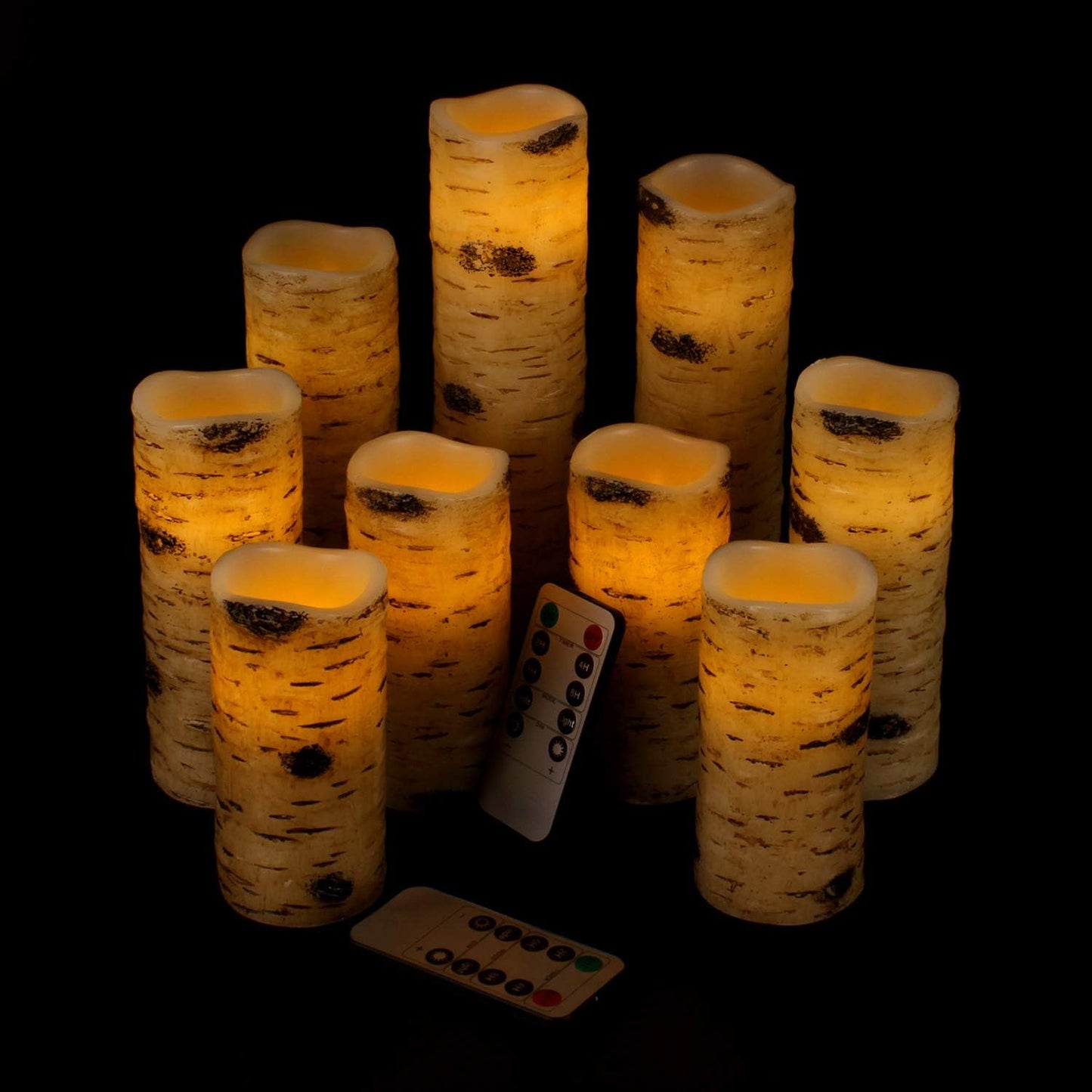 Set 9 velas LED cera real 4-9pulg control remoto 10 teclas