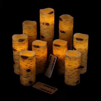 Set 9 velas LED cera real 4-9pulg control remoto 10 teclas