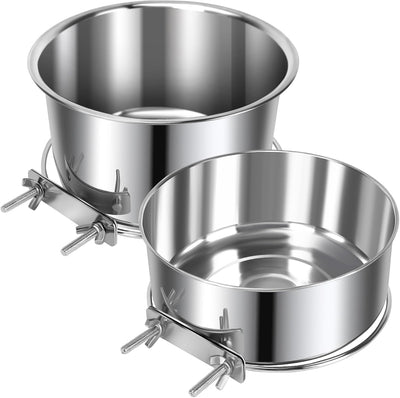 2 Pzas Cuencos Perros Gatos Acero Inox Antiderrap Jaula