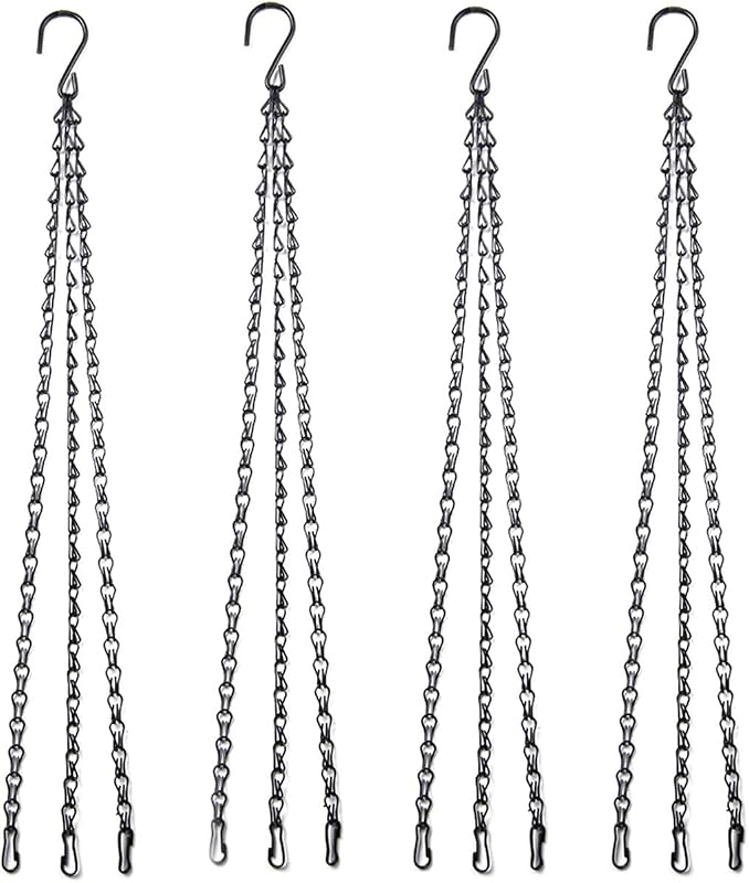 Cadena para colgar plantas 24" galvanizada 4 Uds negro