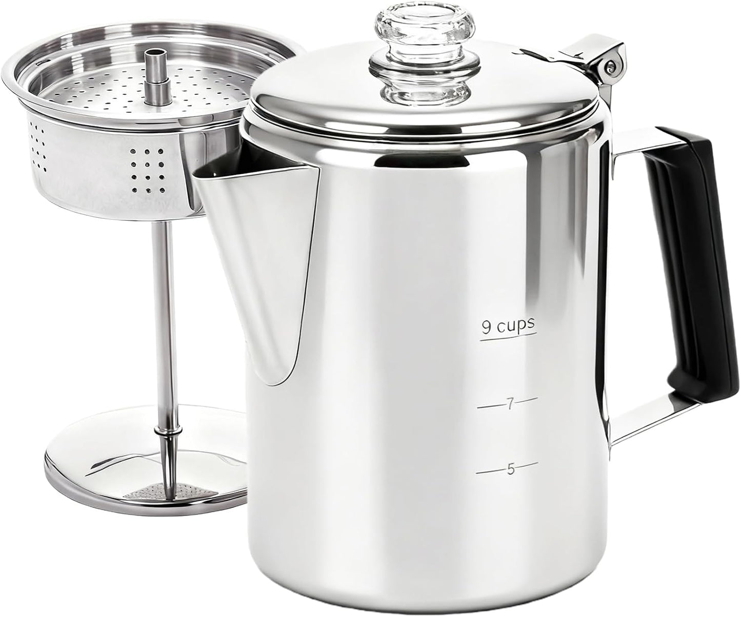 Cafetera acero inox para camping 9 tazas duradera