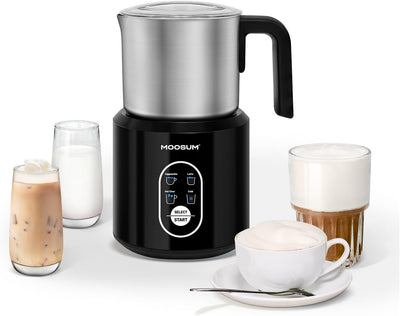Espumador y calentador eléctrico de leche acero inoxidable 17 oz plateado