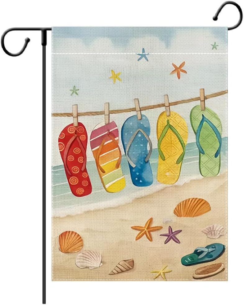 Bandera jardín verano 12.5x18" arpillera doble cara