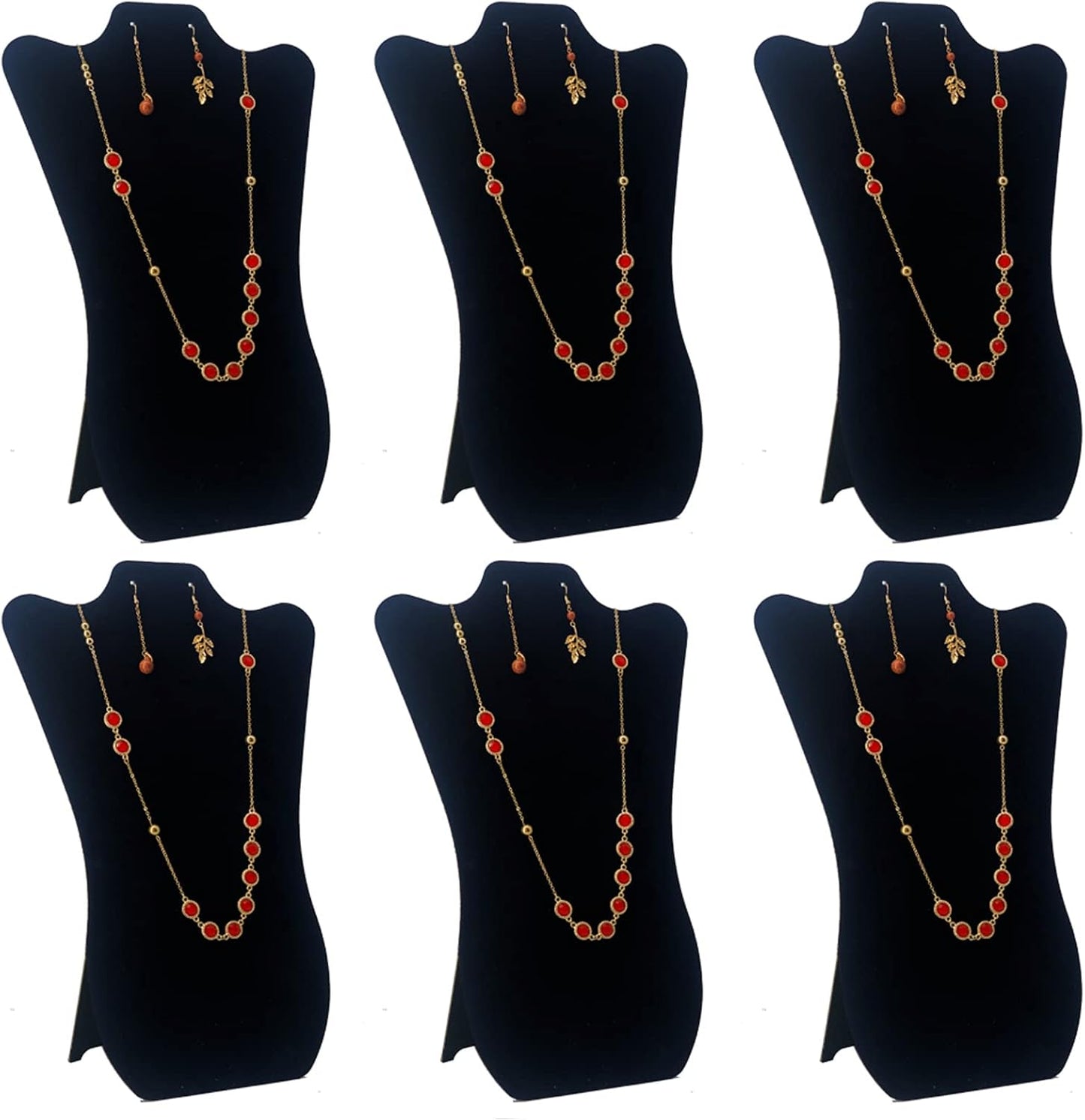 Soportes terciopelo negro 14pulg para joyas plegables set 6