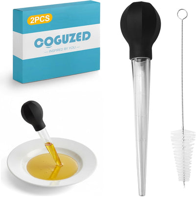 Baster de pavo 2 piezas con cepillo de limpieza y soplador transparente