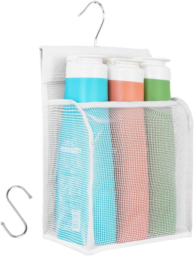 Organiz. malla colgante con ganchos baño dormitorio