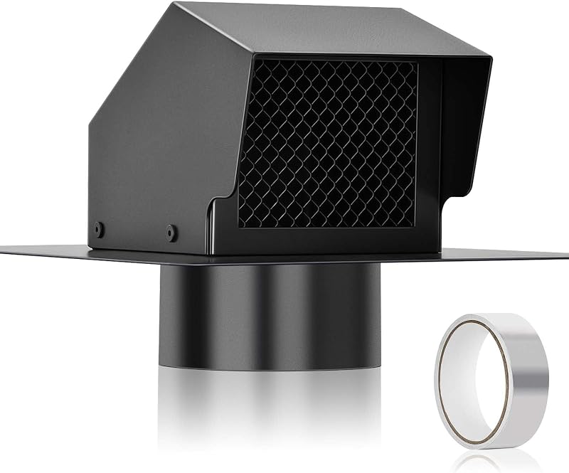 Tapa ventilación techo 4" acero galvanizado con damper negro