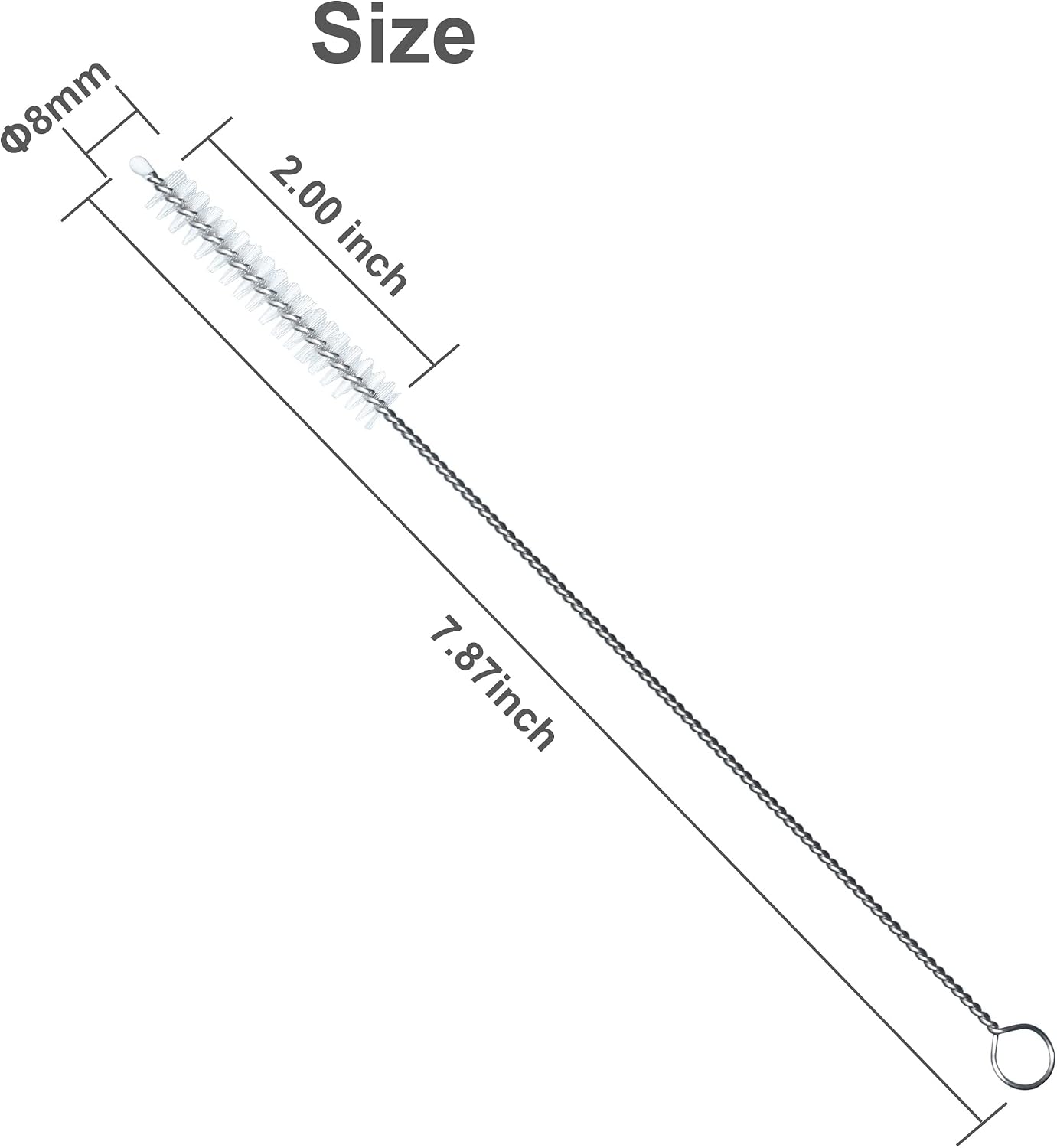 Cepillo limpiador pajillas acero inox 7.87pulg