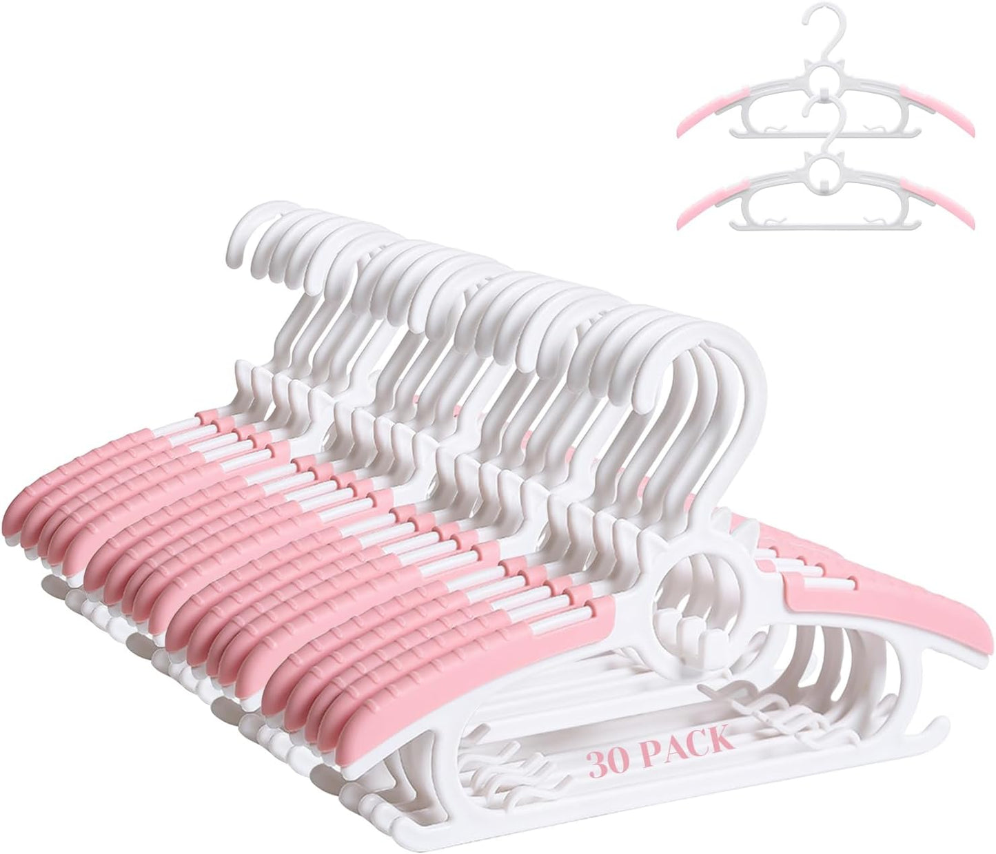 30 Perchas Plástico para Bebé Rosa Ahorran Espacio