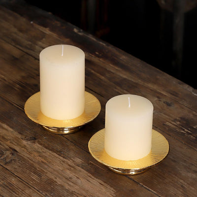 2 Candelabros Cerámica Dorada Soporte Velas Mesa Hogar