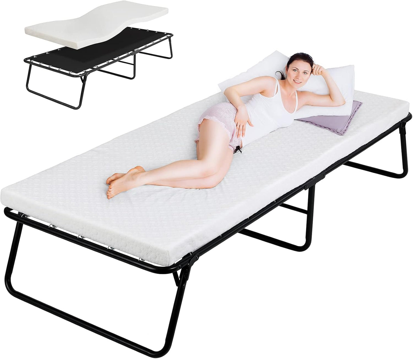 Cama plegable con colchón viscoelástico 75x31