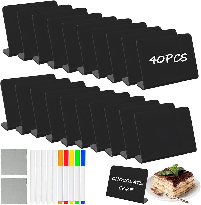 40 Etiquetas Alimentos Bufé 4x3pulg Letreros Pizarra Catering