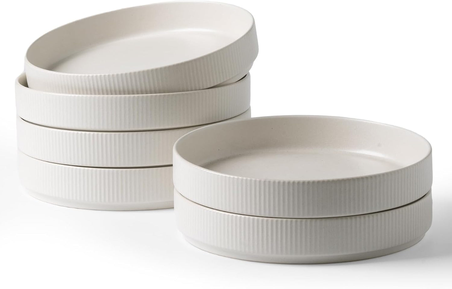 Set 6 Cuencos Pasta Blanco Mate Poco Profundos