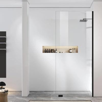 Panel ducha vidrio templado 32x78pulg puerta negra mate