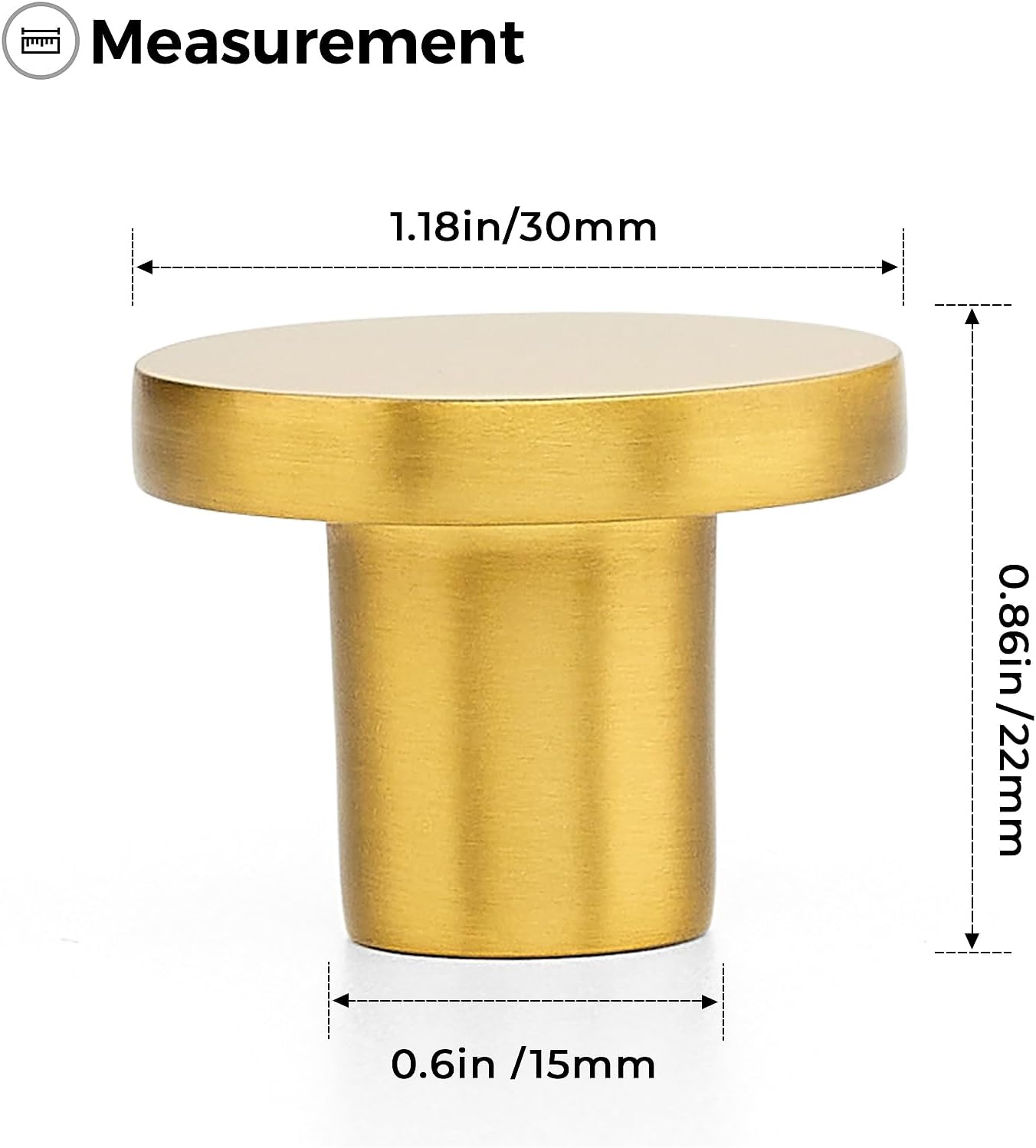 45 Tiradores Dorados para Cocina Cajones Armario 1-1/5pulg