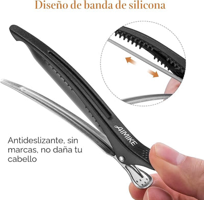 12 Pinzas Silicona Antideslizantes para Cabello Profesional