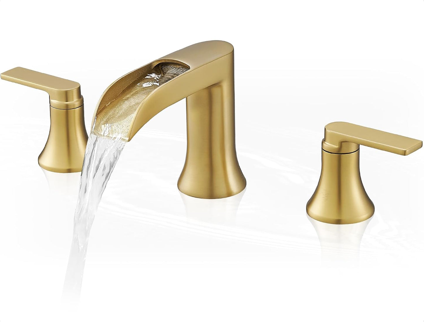 Grifo baño dorado latón 2 manijas 6-16pulg 3 orificios
